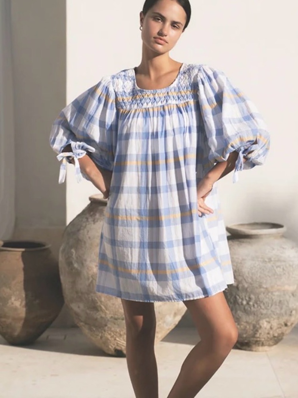 Daughters of nfia FREYA DRESS ~ PERIWINKLE BLUE PLAID sz s